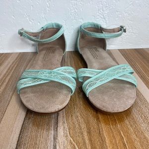 Toms Correa Lace Grossgrain Ribbon Wedding Sandal Mint Tiffany Light Blue Size 6